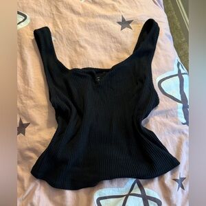 Black Ribbed Women's Top